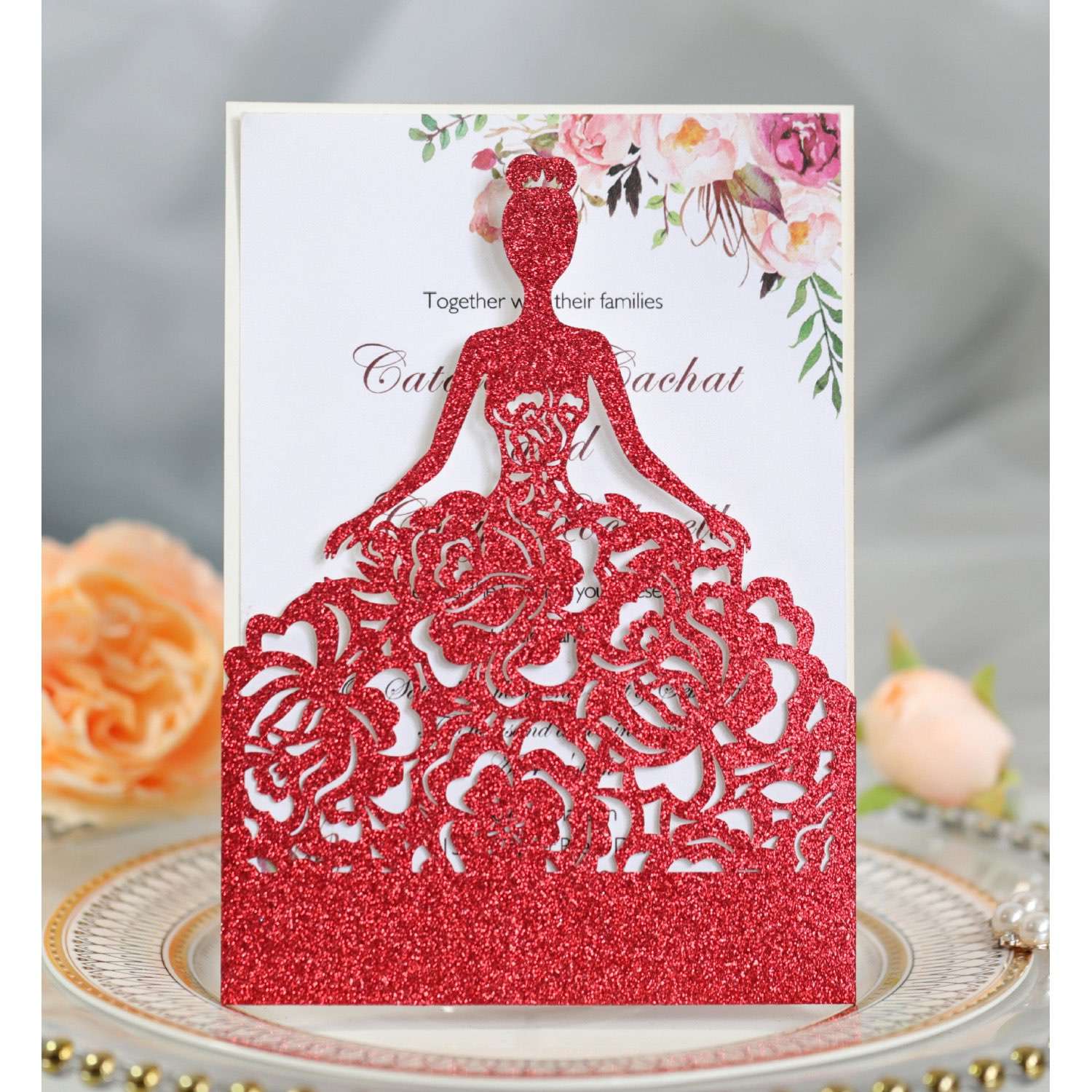 Silvery Laser Invitation Card Marriage Invitation Card Glitter Paper